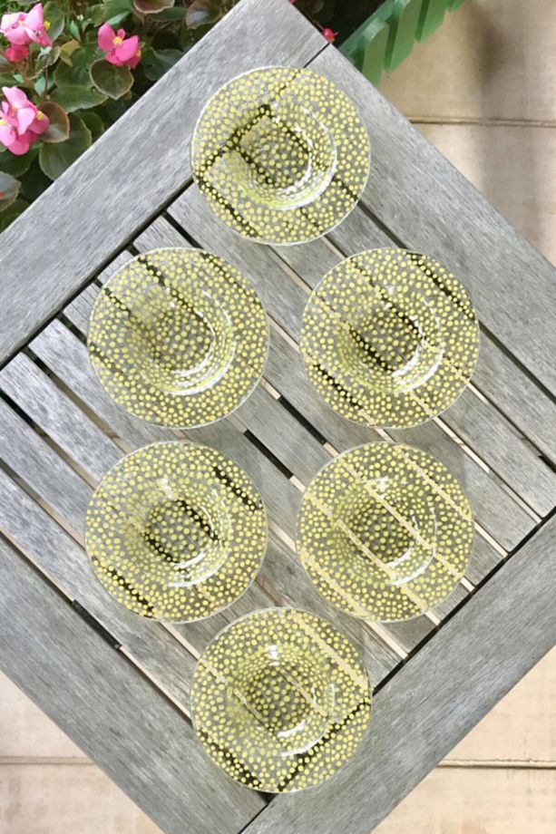 Yellow Dots 6'lı Çay Tabağı Seti - 11,5 Cm - 2