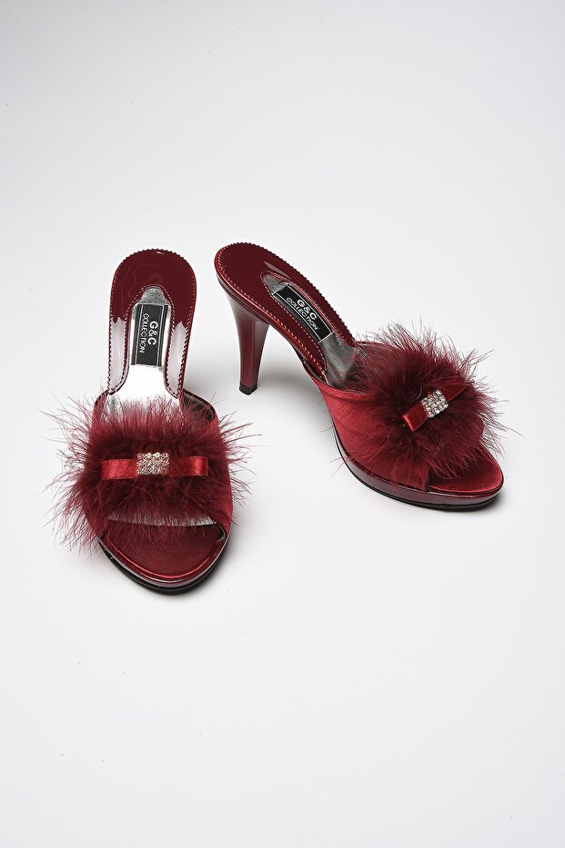 Women's Burgundy Bride and Dowry Slippers 175b