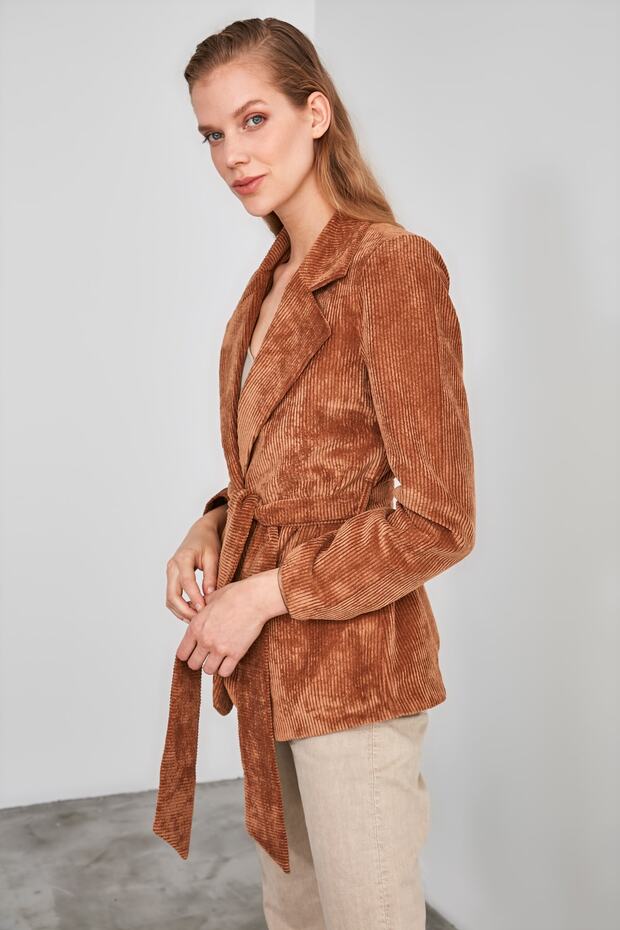 Camel Kadife Blazer Ceket TWOAW21CE0254 - 2