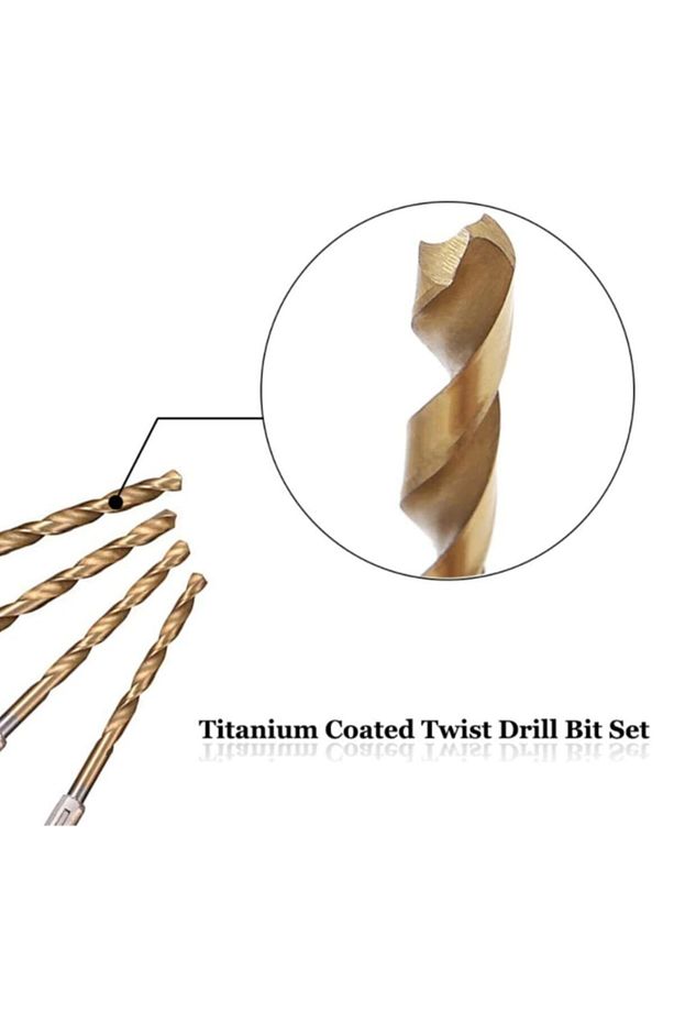 Hss Çelik Titanyum Kaplı Matkap Uç Seti 10 Parça Altıgen Saplı 1/4 Hex Ahşap Metal Uç Takımı - 3