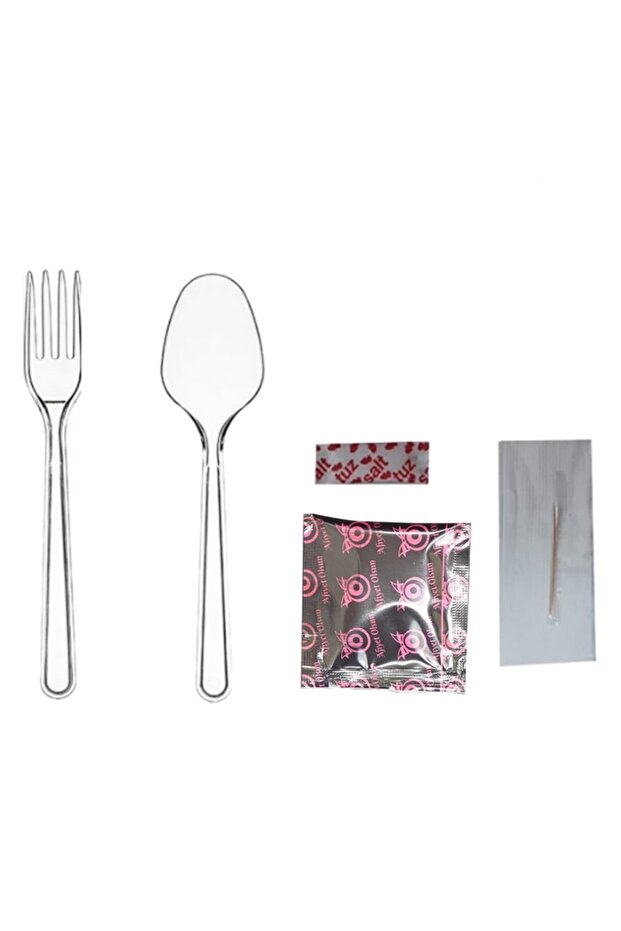 Luxury Package 6 Pieces Disposable Plastic Spoon-Fork Set 100 Pieces