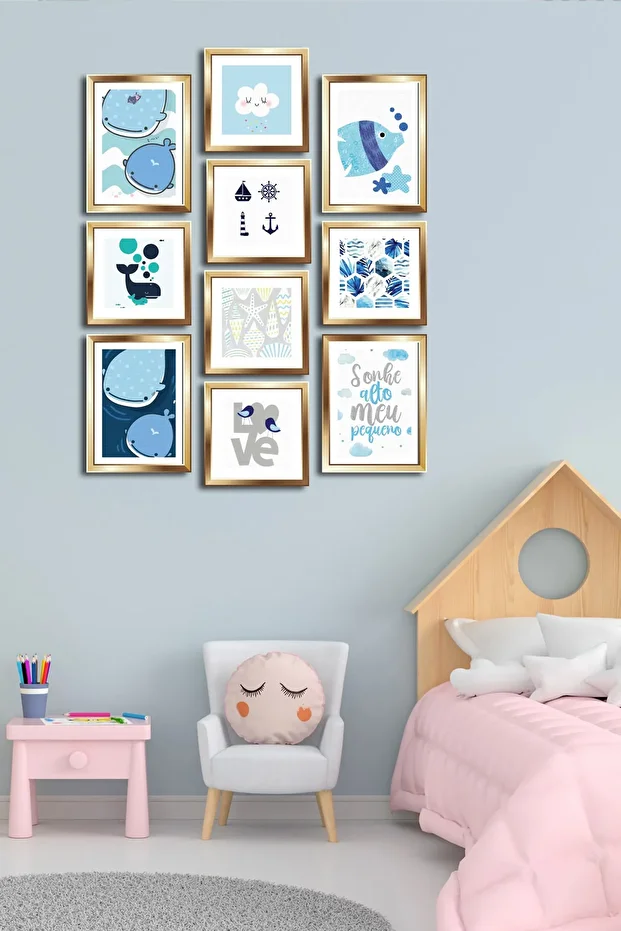 10 Parçalı Çerçeve Görünümlü Mdf Tablo Seti Flm175 - 1