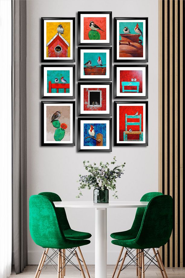 10 Parçalı Çerçeve Görünümlü Mdf Tablo Seti Flm045 - 1