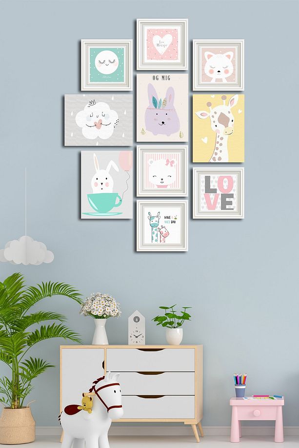 10 Parçalı Çerçeve Görünümlü Mdf Tablo Seti Flm054 - 1
