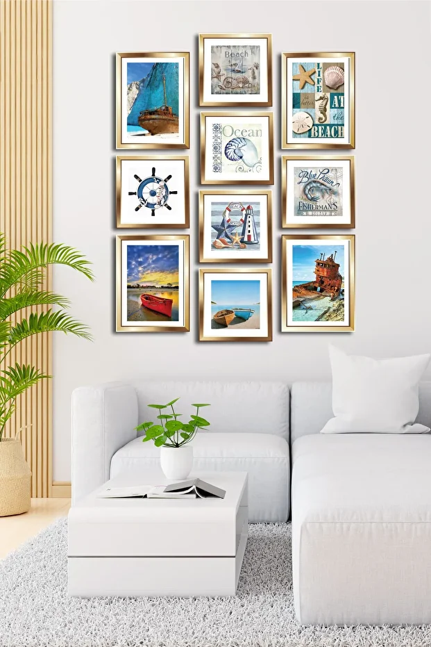 10 Parçalı Çerçeve Görünümlü Mdf Tablo Seti Flm168 - 1