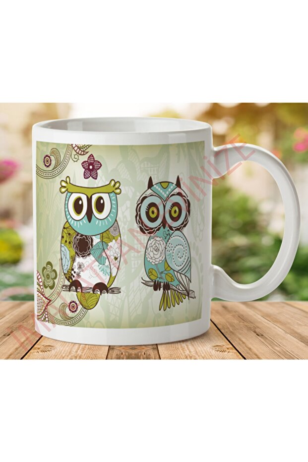 Owl Design Two Sided Printed Mug Cup