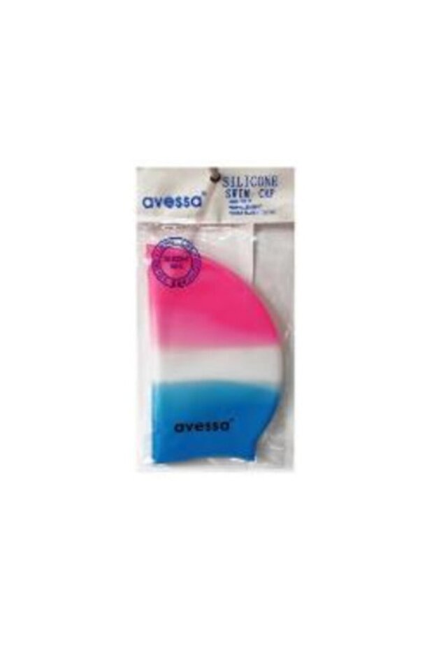 Pink White Blue Rainbow Silicone Cap - Sea Cap - Pool Cap - Swimming Cap