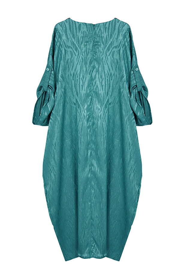 Yeşil Kendinden Desenli Dokuma Kap & Ferace & Abaya & Jalabiya TCTSS24KF00049 - 7