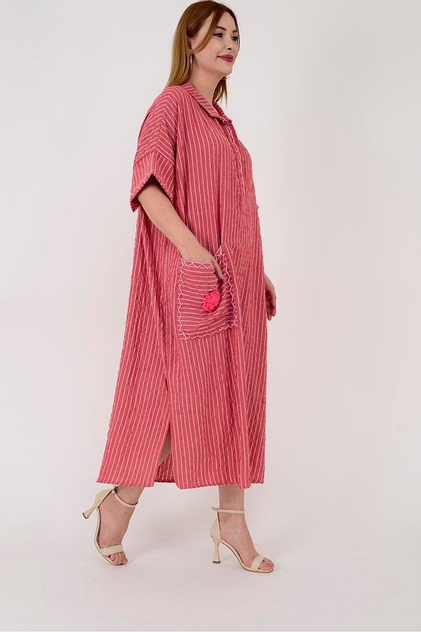 Adn001 Blunt Çift Yırtmaç Oversize Elbise - 1