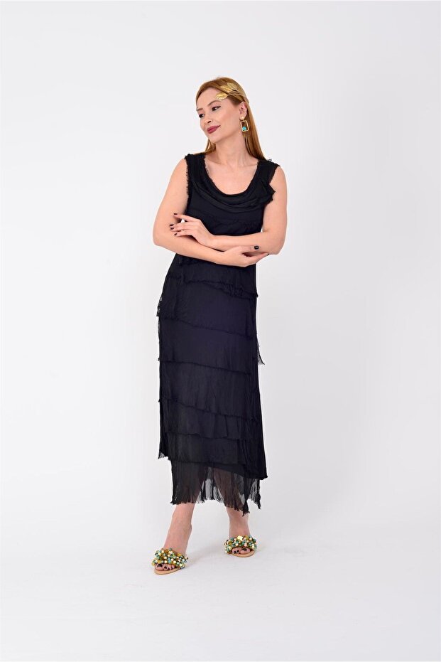 2031 Kat Kat Ipek Elbise - 7