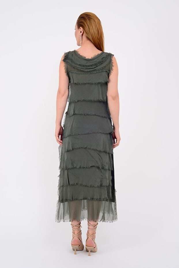 2031 Kat Kat Ipek Elbise - 4