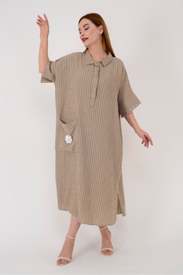 Adn001 Blunt Çift Yırtmaç Oversize Elbise