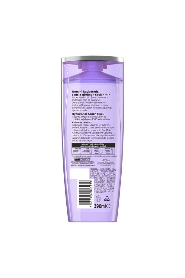 L'Oréal Paris Elseve Hydra [Hyaluronic] Nem Dolduran Şampuan 390 ml 3 Adet - 7