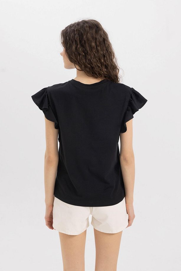 Regular Fit Bisiklet Yaka Penye Kısa Kollu Tişört X7051azns - 5