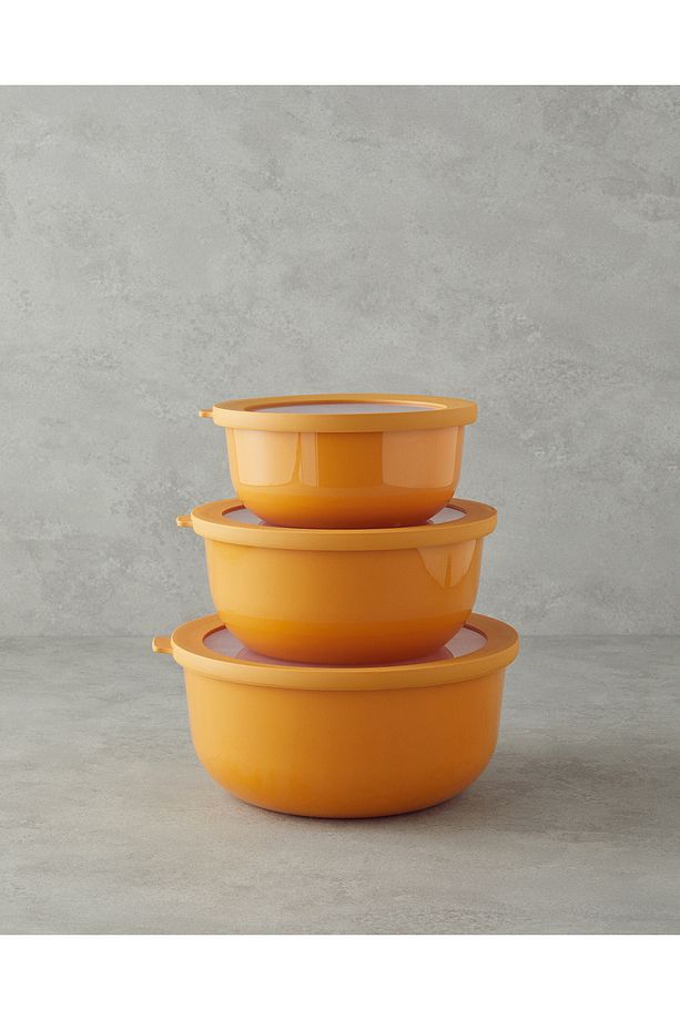 Sara Plastik 3'lü Saklama Kabı 1,5 + 2,5 + 4 lt Sarı - 1