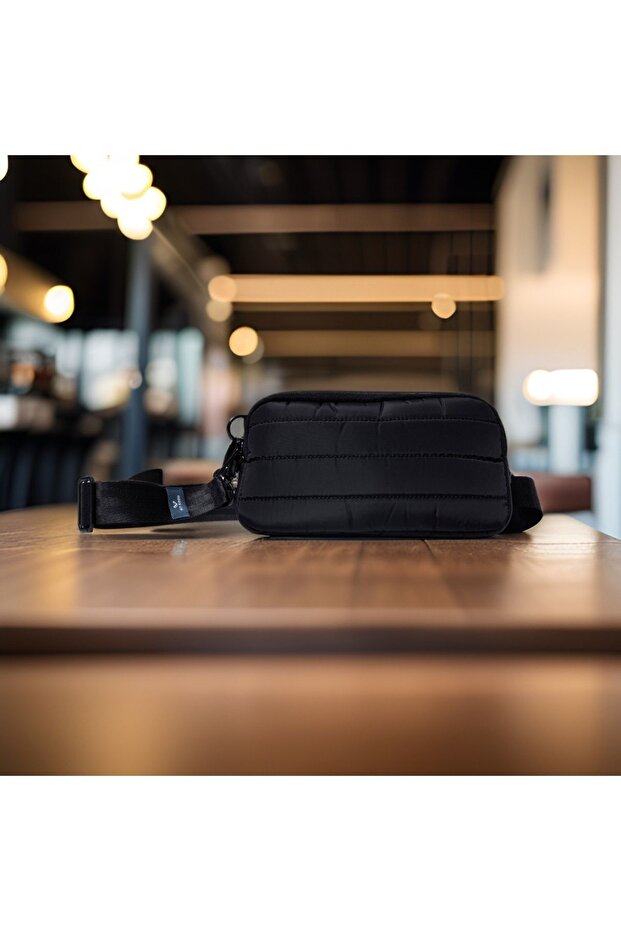 AGENA 2F Compact Shoulder Strap Unisex Bag Black