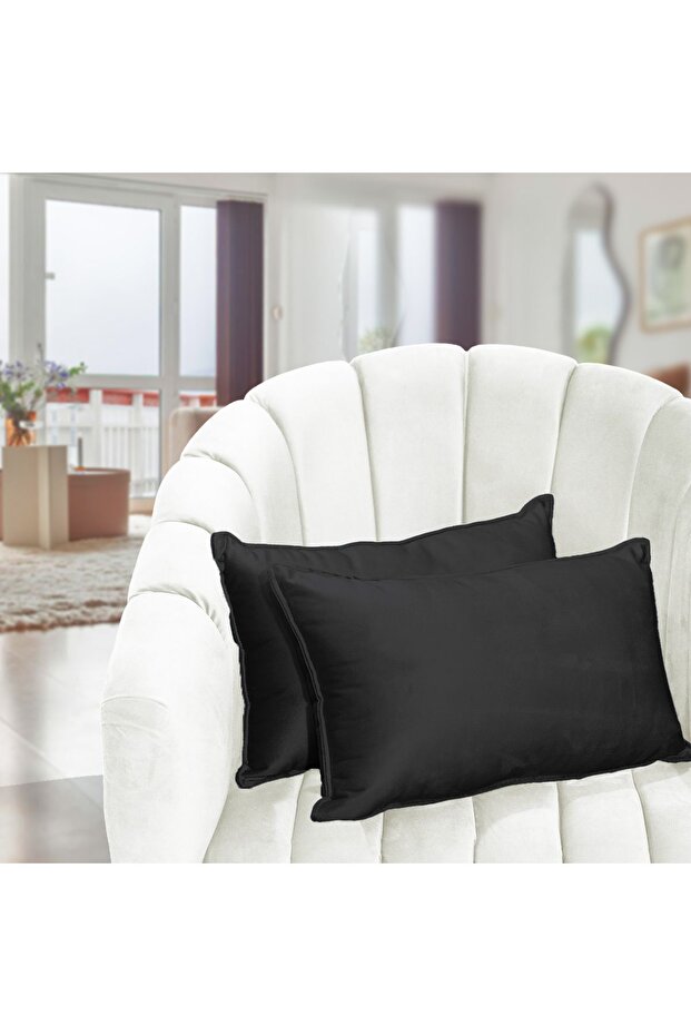 طقم وسائد ديكور مخملية من قطعتين تصميم متين - 50x30 سم