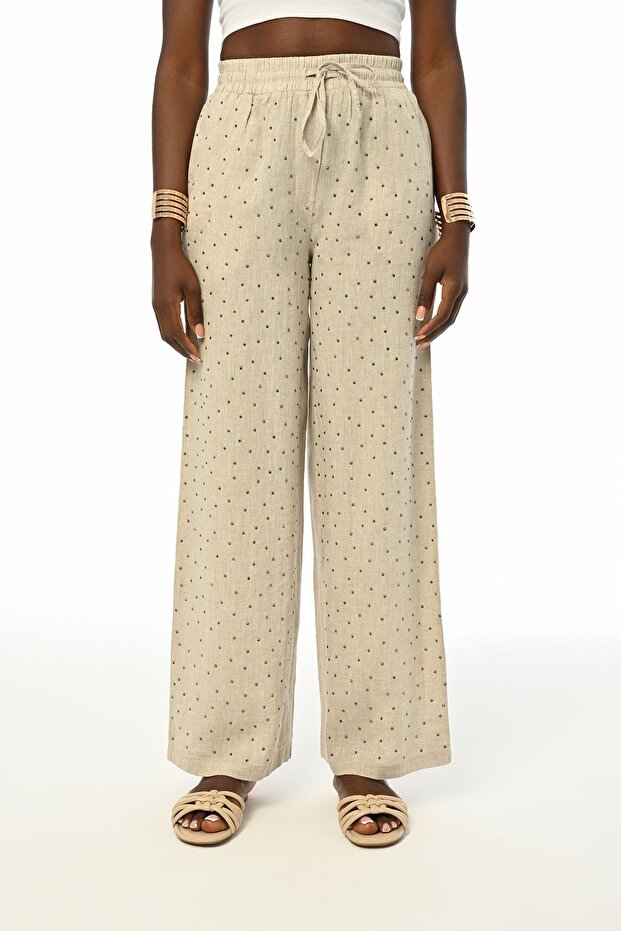 Women's Comfortable Fit Pants with Elastic Waist and Broad Legs
