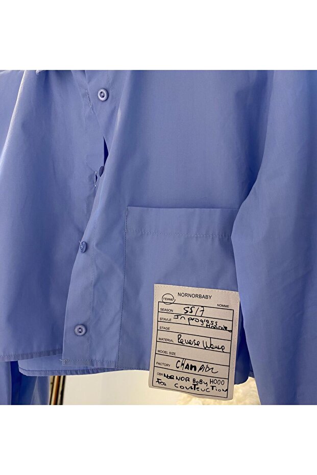 MAVİ CROP GÖMLEK - 3