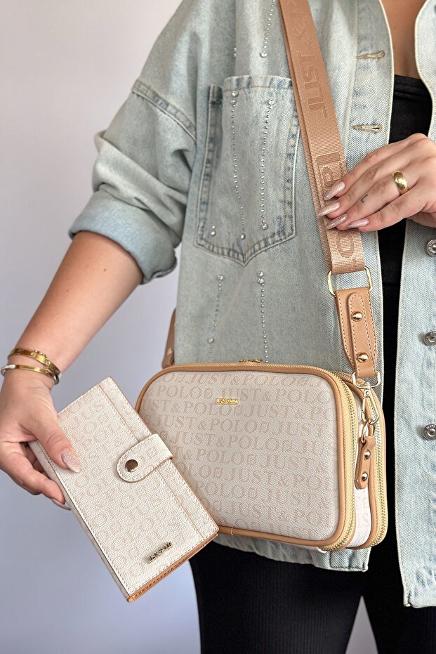 S4 Medium Size Daily 5 Compartment Crossbody Women's Shoulder Bag 2053 cream combination