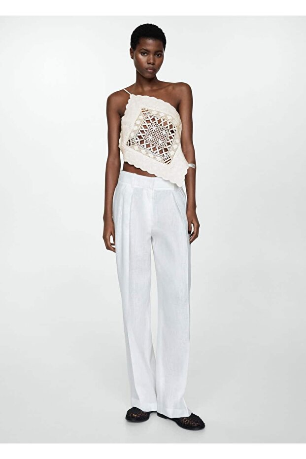 İşlemeli panelli asimetrik bluz - 2