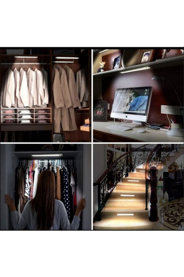 1 Adet 3w Şarjlı Led Sensörlü Dolap Içi Lamba 3 Renk Mod Siyah Kasa - 2