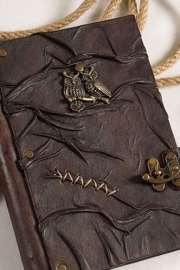 Handmade Genuine Leather Daily Scrapbook Shamua Paper Owl