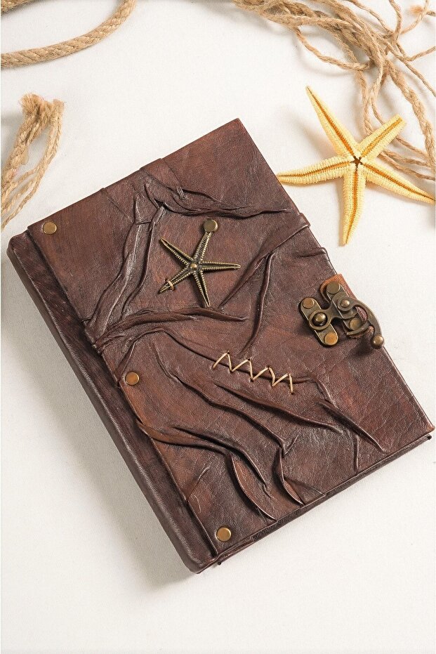 Handmade Genuine Leather Daily Scrapbook Shamua Paper Star