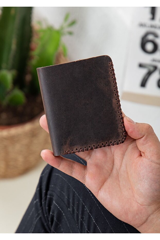 Handmade Kane Brown Leather Wallet Card Holder