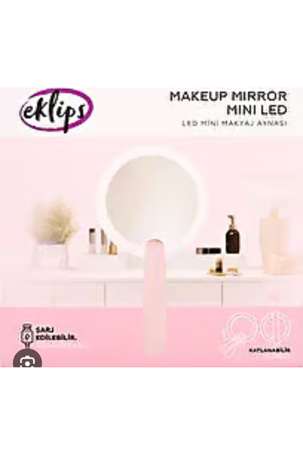 Mini Makyaj Aynası Led Pembe - 1