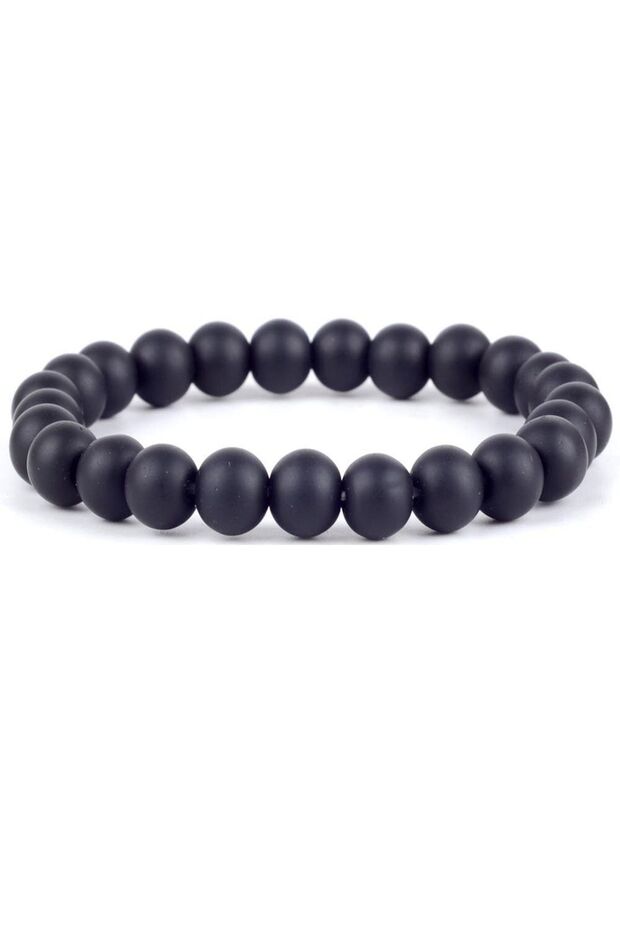 Men's Black Matte Onyx Natural Stone Bracelet 72429BL