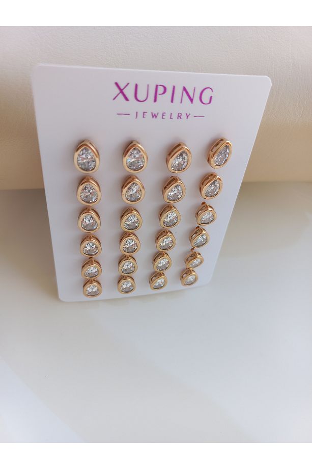 Xupıng Lüxs Kadın Kararmaz Damla Model 1 Çift Çelik Küpe - 3