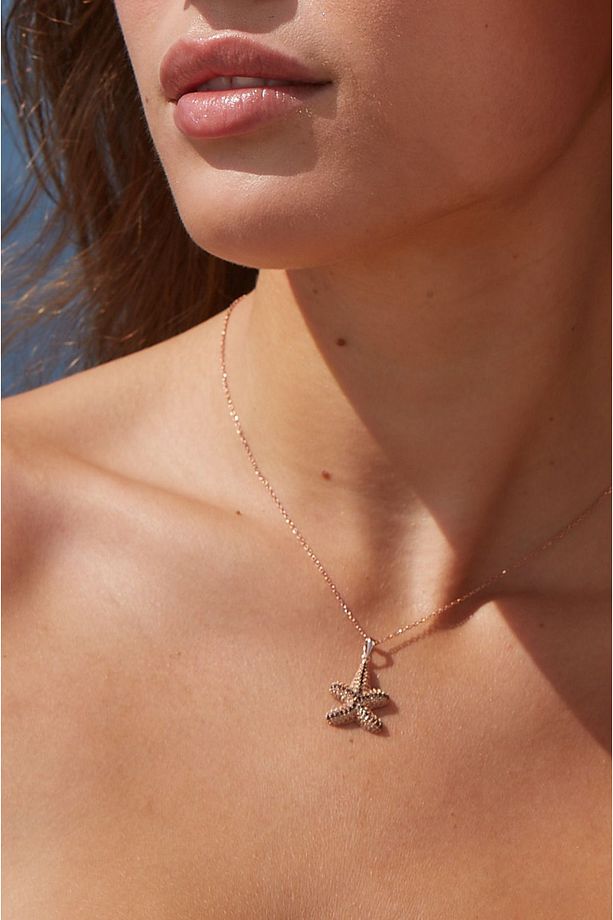 Denizyıldızı - Sunshine Starfish Kolye, 1 mik Rose Gold Kaplama - Şampanya  Zirkon Taş - Latte - 4