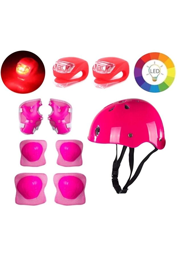 Purple Luminous Wheel Adjustable Children's Exercise Skating 2 Function Flashing Helmet Knee Pad Set - 3