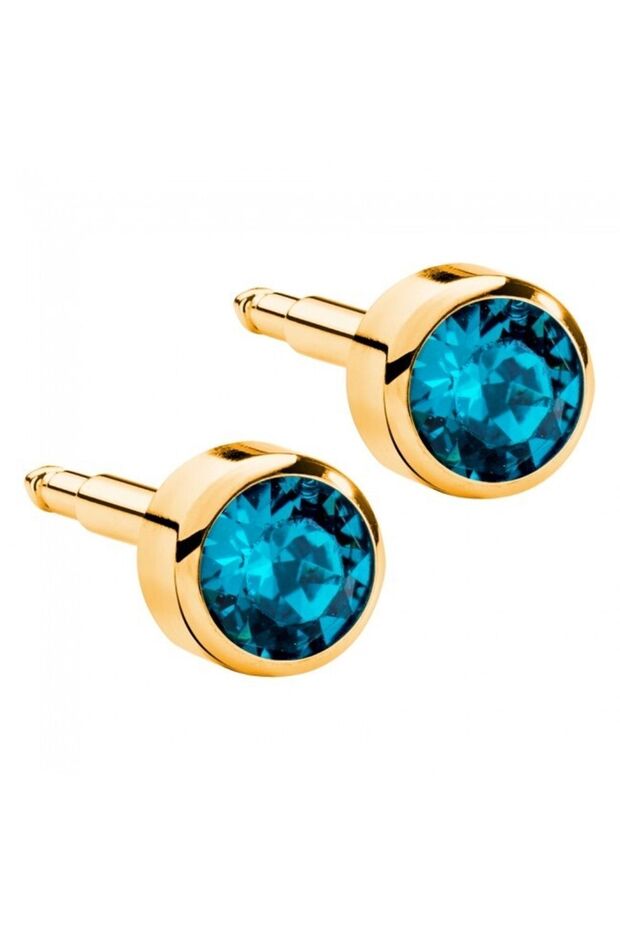 Nur Shop Gold Blue Stone Earrings