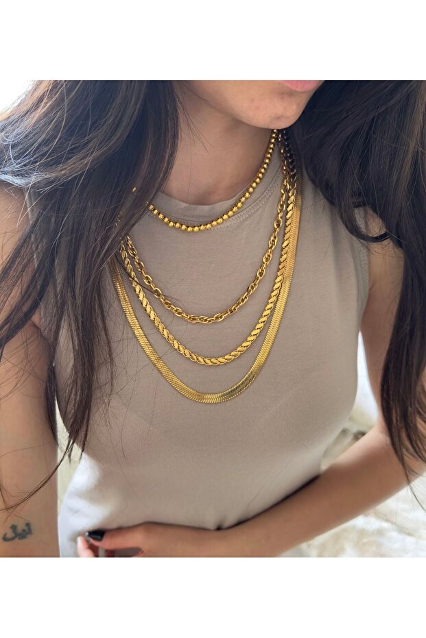 - Çelik Arpa Zincir Kolye - 1