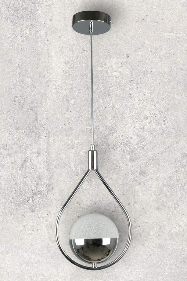 Deco Modern Tasarım Cafe - Mutfak - Salon - Hol Krom Renk Led Tekli Avize - 2