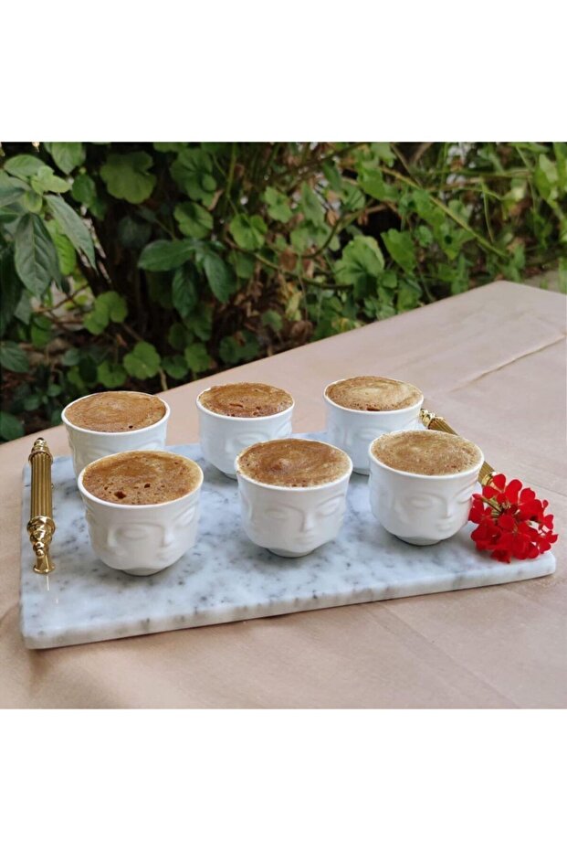 Face Set of 6 Cups White