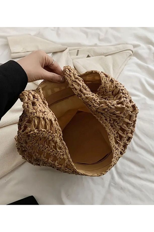 Hasır Boho Tote Çanta - Hasır - 8
