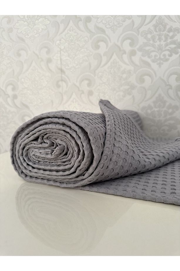 Premium %100 Pamuk Tek Kişilik Yazlık Pike, Yatak Örtüsü, Terletmez Kumaş(GRİ RENK) (160x240cm) - 1