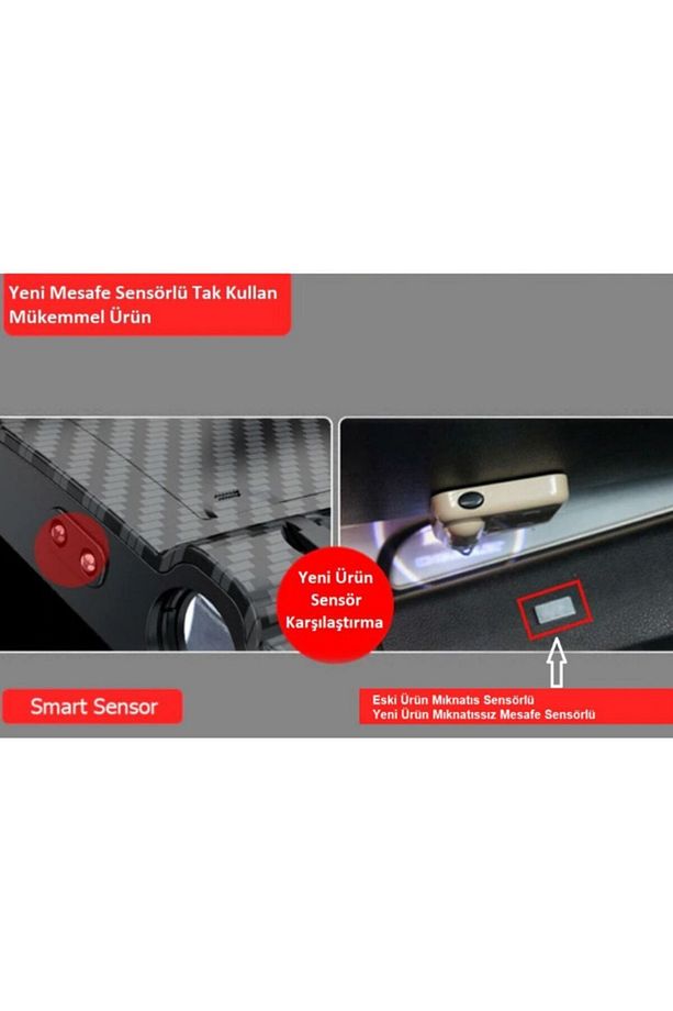 R Line Pilli Yapıştırmalı Karanlık Ve Mesafe Sensörlü Mıknatıssız Kapı Altı Led Logo (2 Adet) - 6