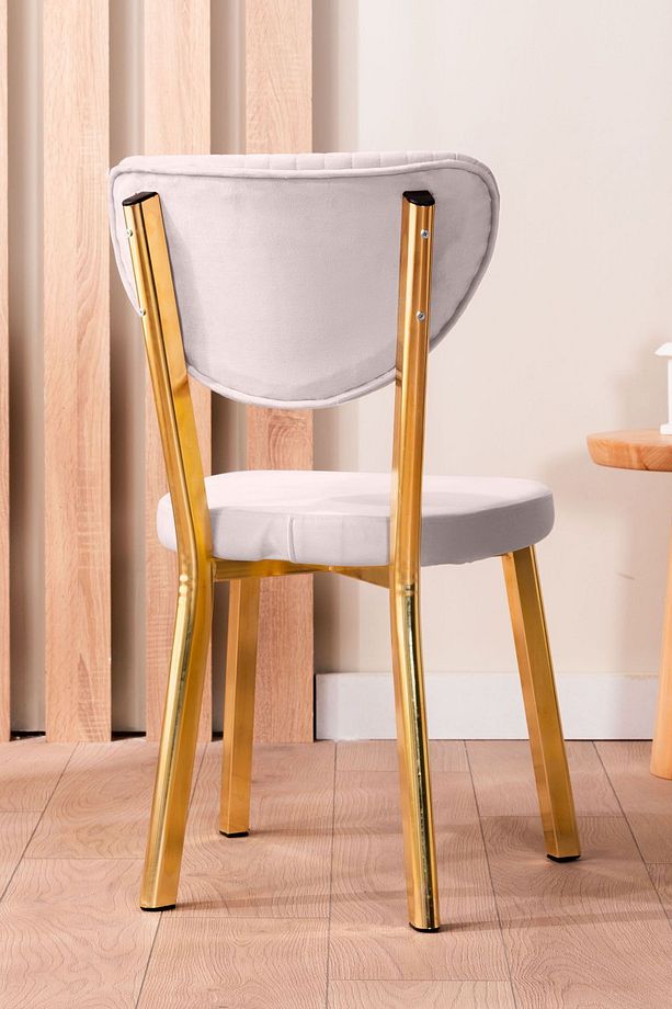 Kütük Desenli MDF Gold Elma Mutfak Masa Takımı 4 Sandalyeli Salon Yemek Masa Takımı - 4