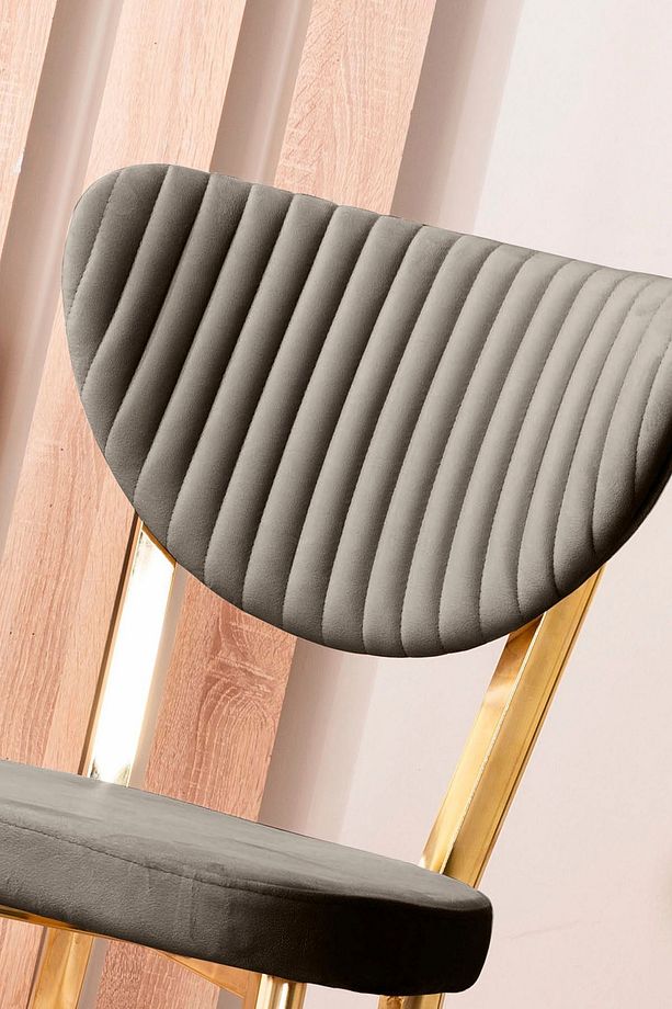 Kütük Desenli MDF Gold Elma Mutfak Masa Takımı 6 Sandalyeli Salon Yemek Masa Takımı - 5