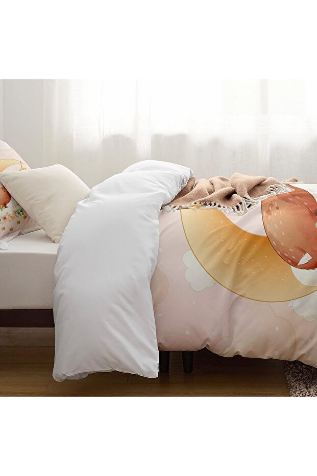 Sevimli Uyuyan Ceylan Desenli Çarşafsız Tek Kişilik Çocuk Nevresim Takımı - 3