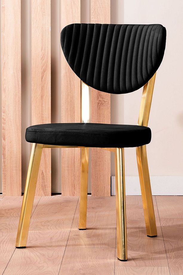 Kütük Desenli MDF Gold Elma Mutfak Masa Takımı 4 Sandalyeli Salon Yemek Masa Takımı - 3
