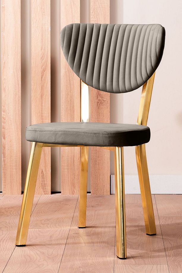 Kütük Desenli MDF Gold Elma Mutfak Masa Takımı 6 Sandalyeli Salon Yemek Masa Takımı - 3