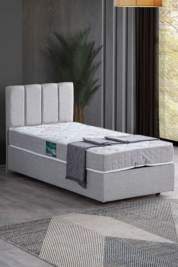 Defne New Tek Kişilik Baza Başlık Comfort Yatak Seti, Açık Gri - 2