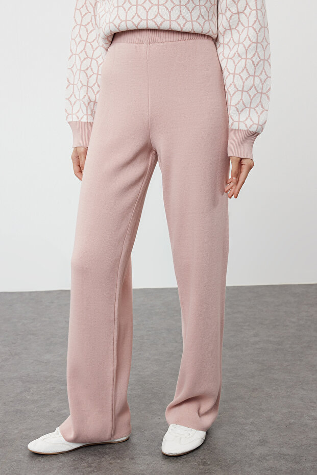 Zestaw swetrów i spodni z dzianiny w geometryczne wzory suszonej róży - TCTAW23US00006 - 4