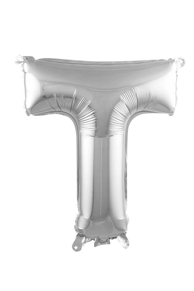Letter t Silver Foil Balloon16 Inch 36 cm