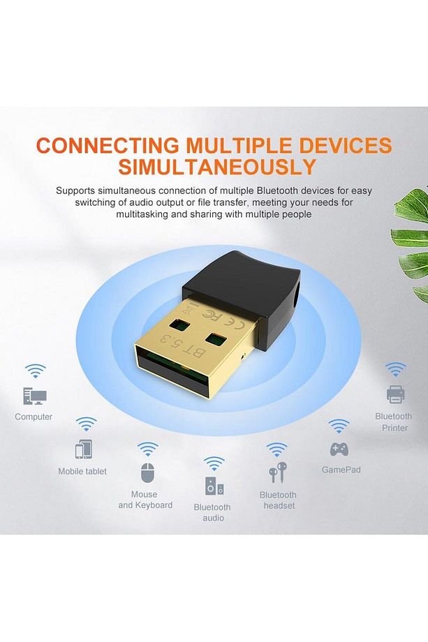 Bluetooth V5.3 Usb Mini Bluetooth Adaptör Dongle 20mt Kablosuz Adaptör (ÇOKLU CİHAZ DESTEĞİ SAĞLAR) - 5
